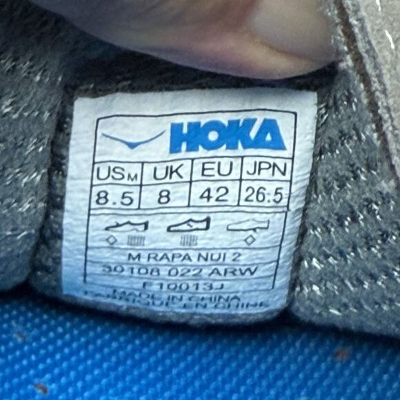 HOKA Rapa Nui 2 Trail Running Shoes Men\'s 8.5 Gray Red Cushion Hiking Cinch Lace main image 9